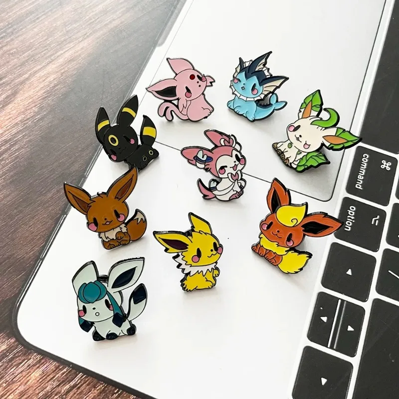 Hot 9 Pcs Anime Elf Brooch Set Eevee Enamel Pins Fashion Metal Badges Jewelry for Clothing And Backpack Accessory Gifts for Fans view 2