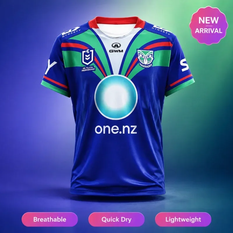 2026 New 3D Printed Australian NRL New Zealand Warriors Training Suit Fast Drying Breathable T-shirt for Parent-child Wear