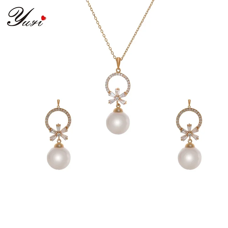 Yuyi Copper Micro Diamond Pearl Pendant with High-end Feel for Women Necklaces Mesh Red Niche Design Collarbone Color Retention image 6