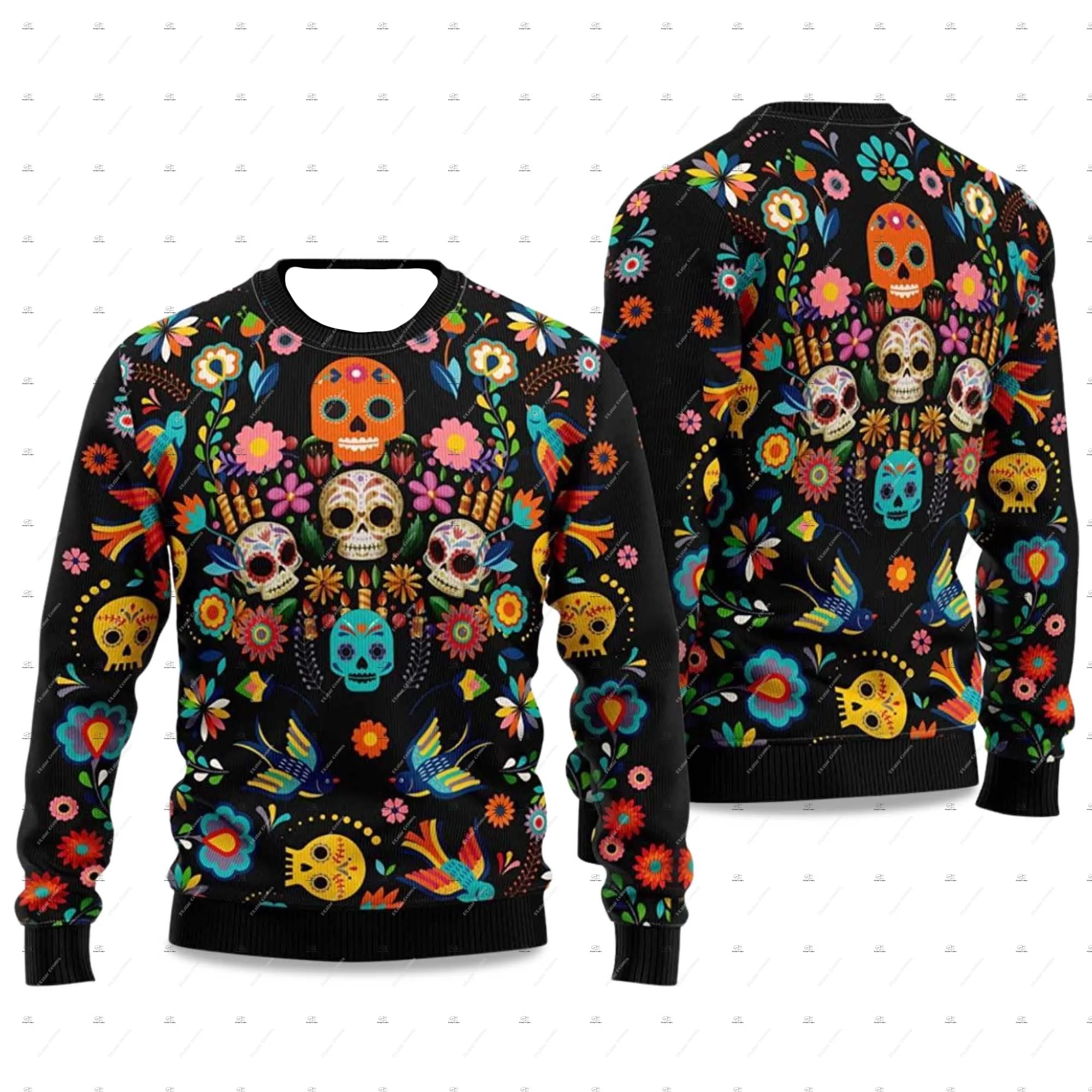 Christmas Cosplay Santa Claus Pet Anime Cartoon Skull Vintage Winter Ugly Sweater 3DPrint Harajuku Pullover Funny Long Sleeves