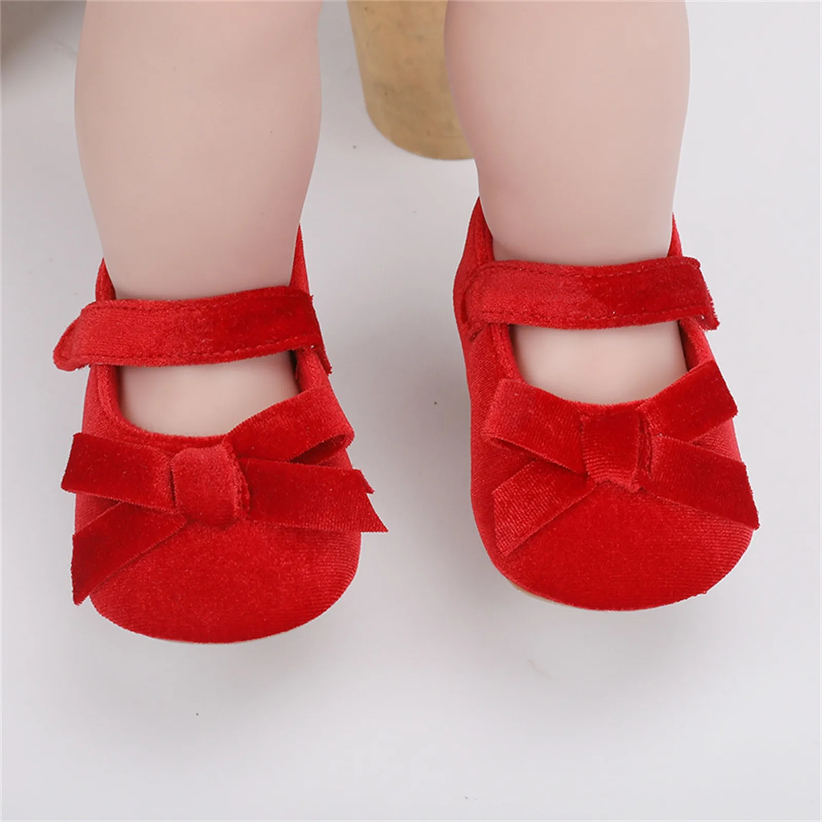 Infant Baby Girls Walkers Shoes Flats Bowknot Soft Anti-slip Rubber Sole Newborn Toddler First Walker Shoes 3 6 12 18 Months