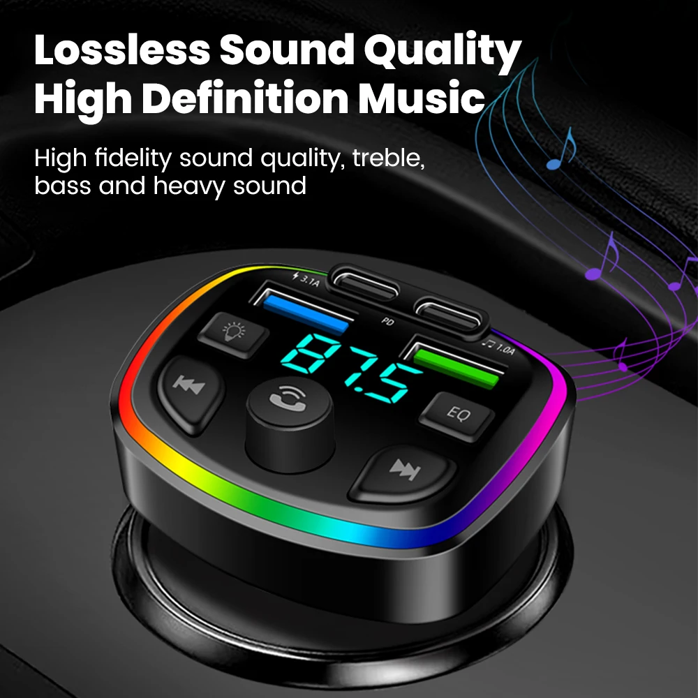 Car Charger Wireless Bluetooth FM Transmitter Hands-Free Calling Radio Receiver Mp3 Music Stereo Adapter Dual USB Port Charger