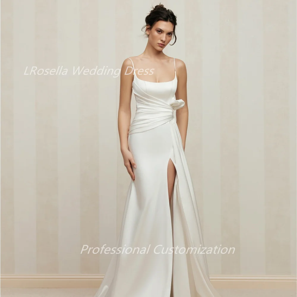 

LRosella Wedding Dress Crepe Pleat Halter Floor-Length sleeveless Elegant Exquisite Elegant Morden style For women 2024 الإناث