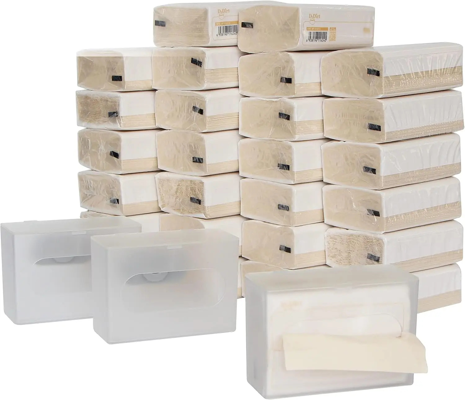 Bamboo Facial Tissue Bulk 3-Ply 110 Count Travel Packs with Eco Wall Mounted Dispenser Box Cover Holder