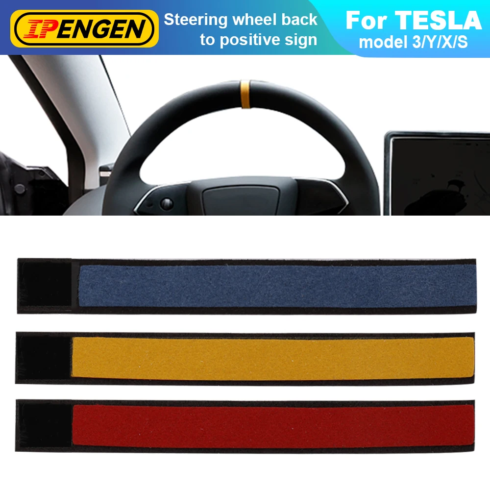 Pennarello superiore per volante per auto IPENGEN per Tesla Model Y Model 3 X S Center Line Marking accessori decorativi in Super pelle scamosciata