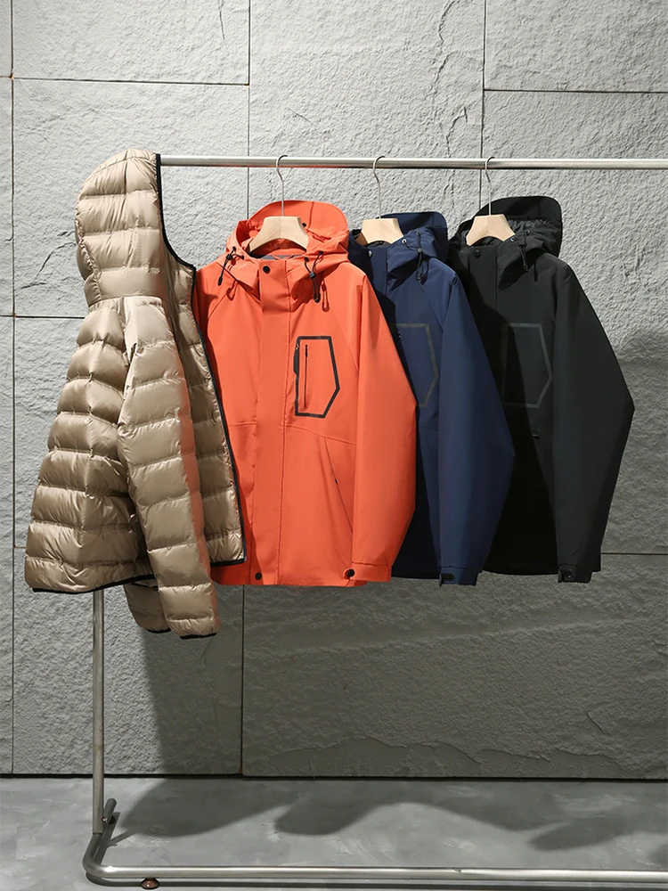 

Durable Men's 90 down Filled Tee-in-One Jaet Windproof Snowproof Versatile Ci Casual Sle Thiened White Du down