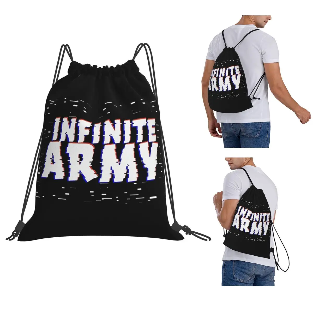Caylus Gaming Infinite Army Backpacks Casual Drawstring Bundle Pocket Sports Bag Book Bags for Travel Students