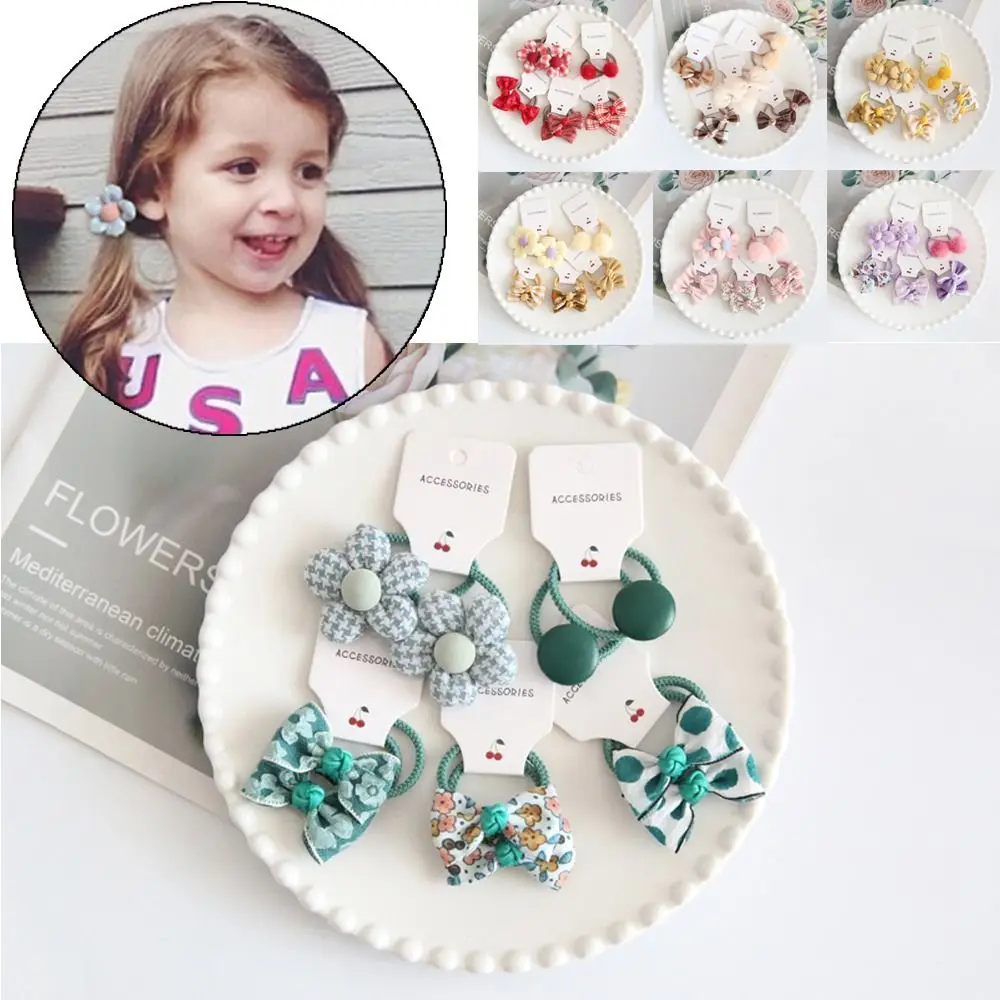 

10Pcs Luxury Sweet Elastic Rubber Band Kids Girls Cute Hair Ties Bowknot Bows Flower Headdress