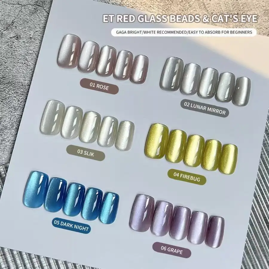 XEIJAYI 10ml Szklany Efekt Kociego Oka Magnetyczny Lakier Hybrydowy do Paznokci Holograficzny Różowy Lakier do Zdobienia Paznokci Żelowy Lakier UV do Manicure