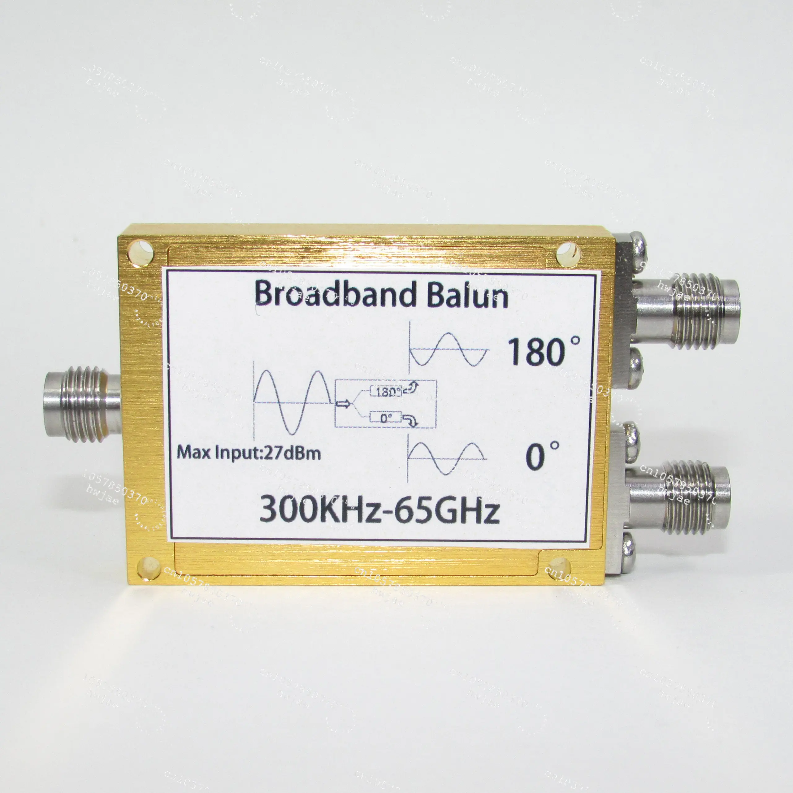RF microwave coaxial broadband Balun Barron 300KHz-65GHz 27dBm 1.85mm interface