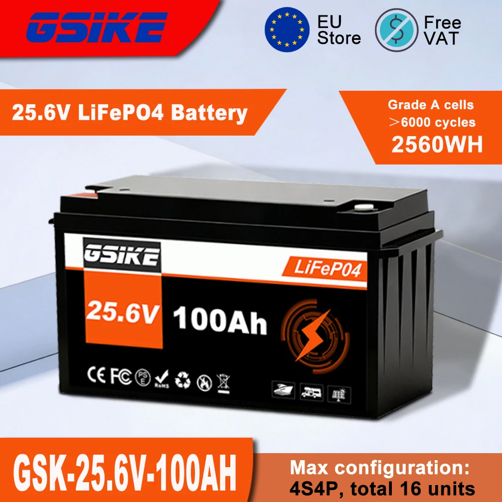Lifepo4 12V300Ah Grade A Lifepo4 Batterij 12V 24V 100Ah Lange Levensduur Ingebouwde BMS IP65 Ondersteunt Serie- en Parallelle Batterijpakketten