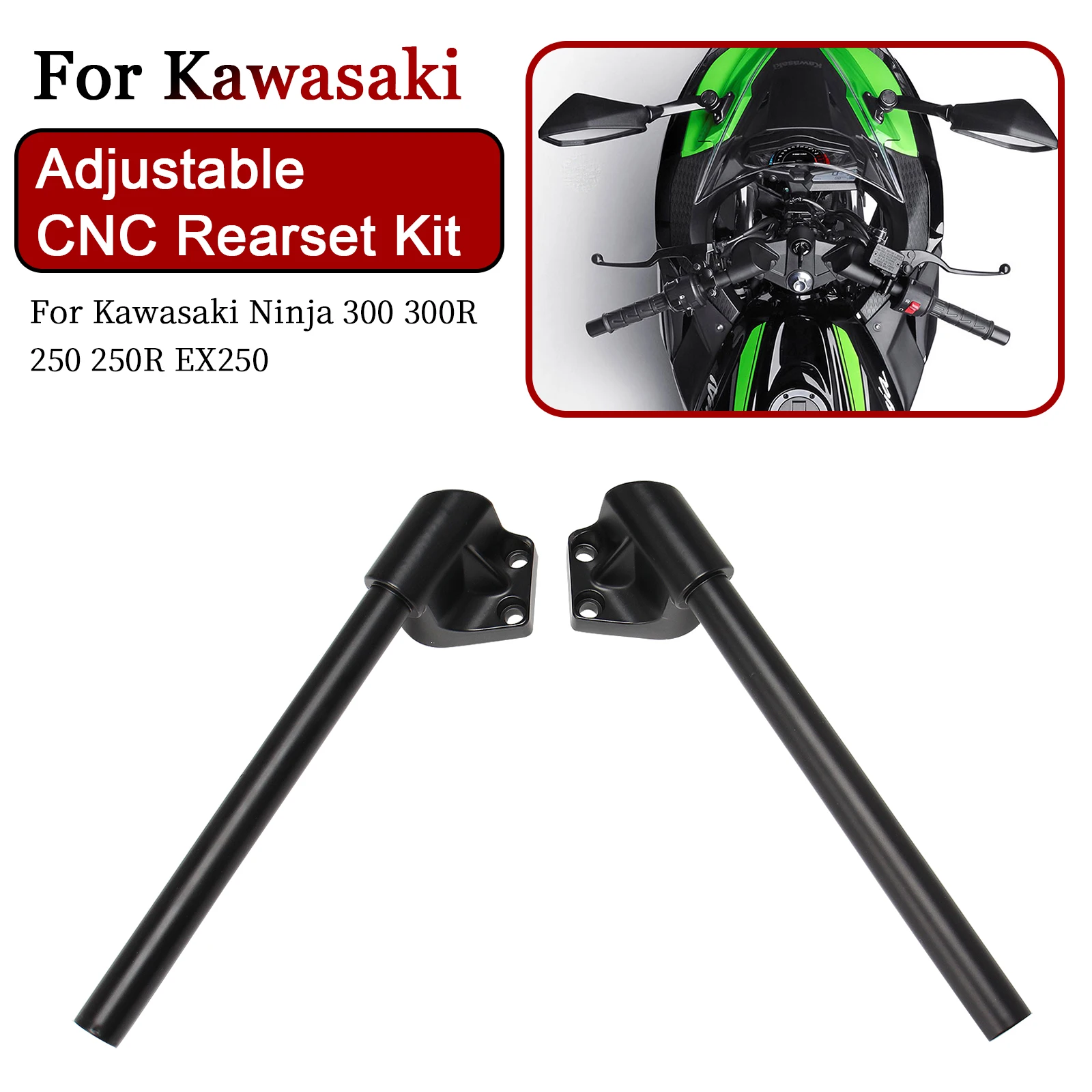 

For Kawasaki Ninja 300 300R 250 250R EX250 Motorcycle Handlebar Split Handle Bar Left and Right Side Aluminum Accessories