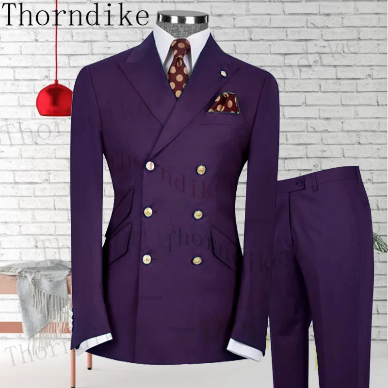 

Thorndike Новый дизайн Мужской костюм с остроконечными лацканами Двубортный Slim Fit Лучшие мужские костюмы для жениха из 2 предметов для свадебной вечеринки Ropa Hombre
