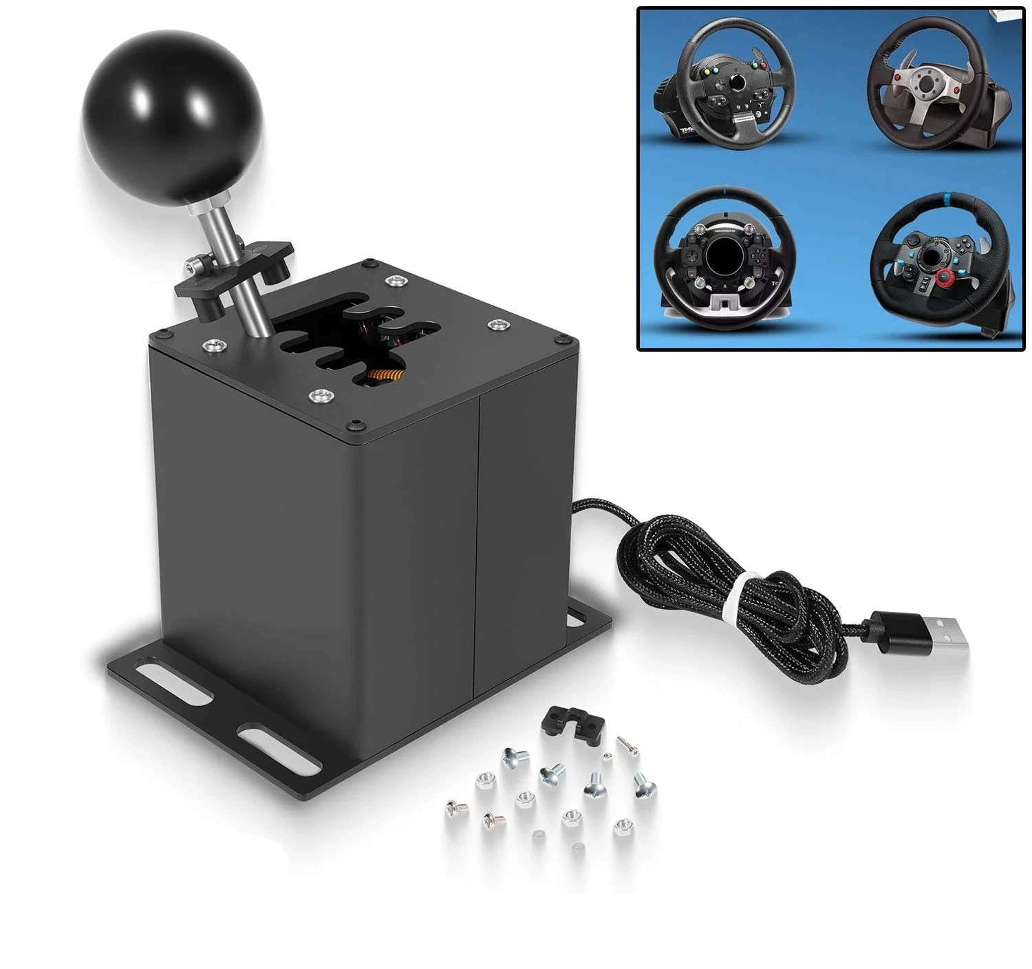TML PC USB Sim Racing Shifter 6+R H Gear Shifter Compatible con Logitech G29 G27 G25 G920 T300RS/GT Volante