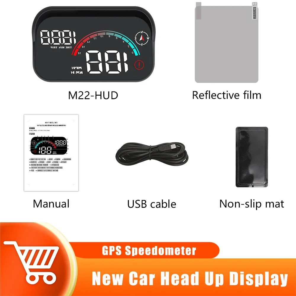 M22 Auto Head Up Display Digital GPS Tachometer HD LCD Windschutzscheibe Projektor Reise Laufleistung Kompass Reise Zeit Über Geschwindigkeit Alarm