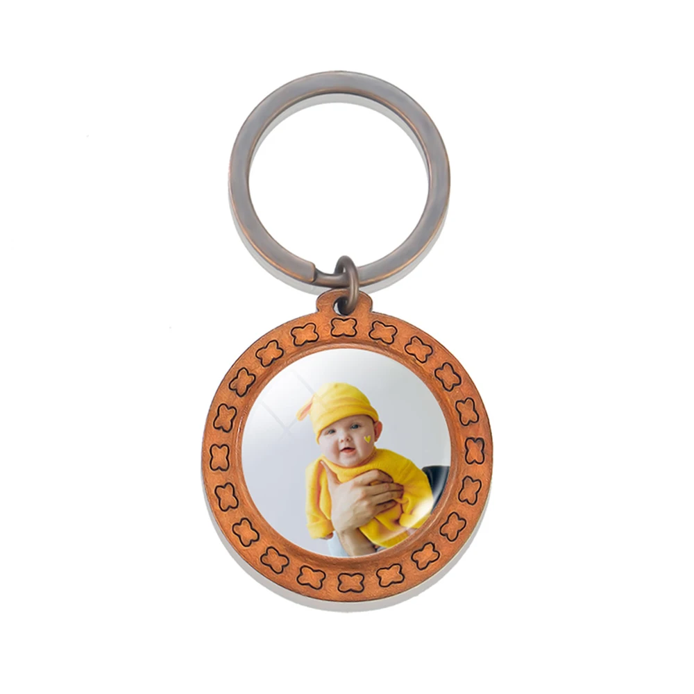 Customized Single-sided Double-sided Keychain with Wooden Frame Keychain Personalized Photos Friends Family Gifts