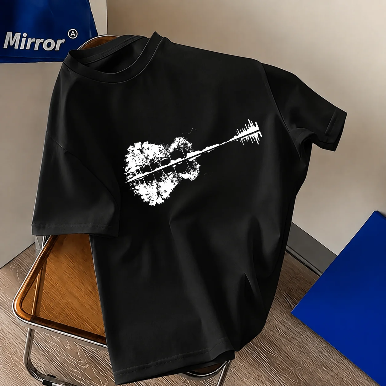 Guitar Tree Shadow Nature T Shirt Adult Cool Music Fashion Top Vintage Retro G250 vintage Washed Comfortable Versatile