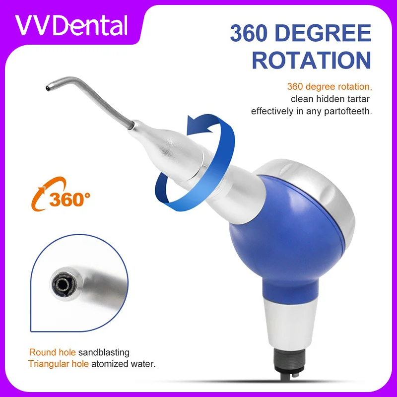 VVDental  Air Prophy Unit Sandblastingn Machine 360º Rotation Effective Hidden Tartar Removal Cleanning Teeh Whitening Oral