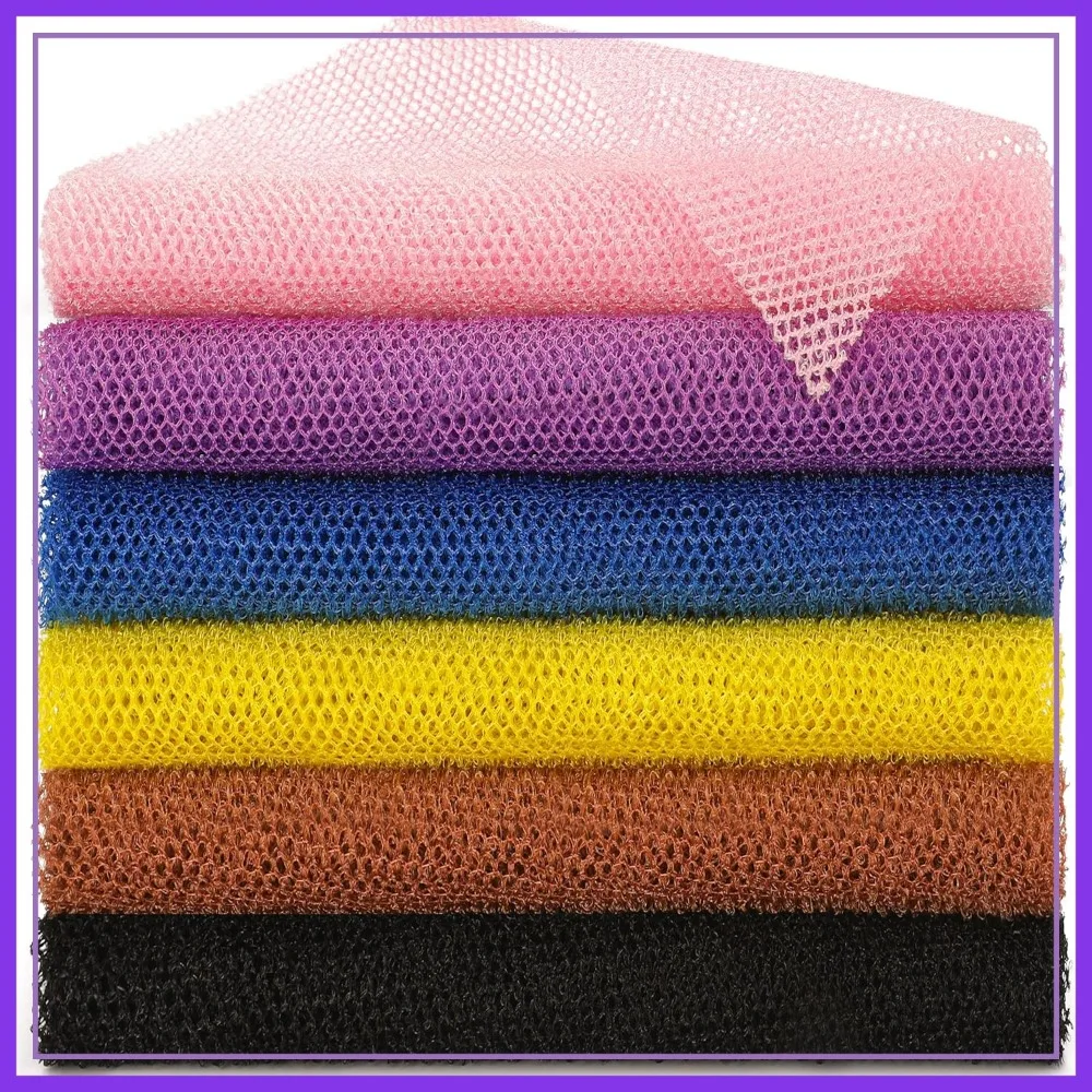 6 Pieces African Net Sponge Exfoliating Body Scrubber Long Bath Washcloth for Skin Smoother Daily Use