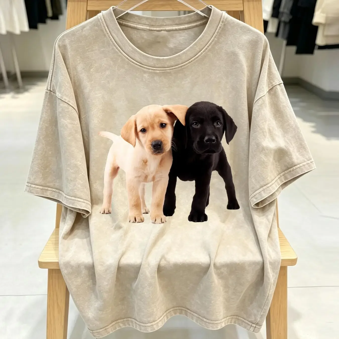 washed T Shirt LABRADOR PUPPIES Golden Chocolate Lab Retriever Pup Dog S to 3XL long or short sleeves vintage Washed Casual