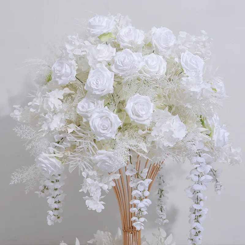 Artificial Flower Ball Dinner Table Decor Wedding Table Centrepiece Flower Wreath Candlestick Decor Floral Arrangement Road Lead