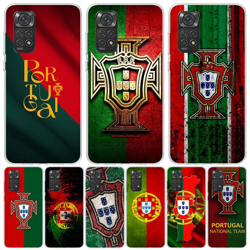 Portugal Flag Portuguese Phone Case For Xiaomi Redmi Note 13 12S 12 11S 11T 11E Pro Plus 10S 10 9S 9 8T 8 7 Art Customized Coque