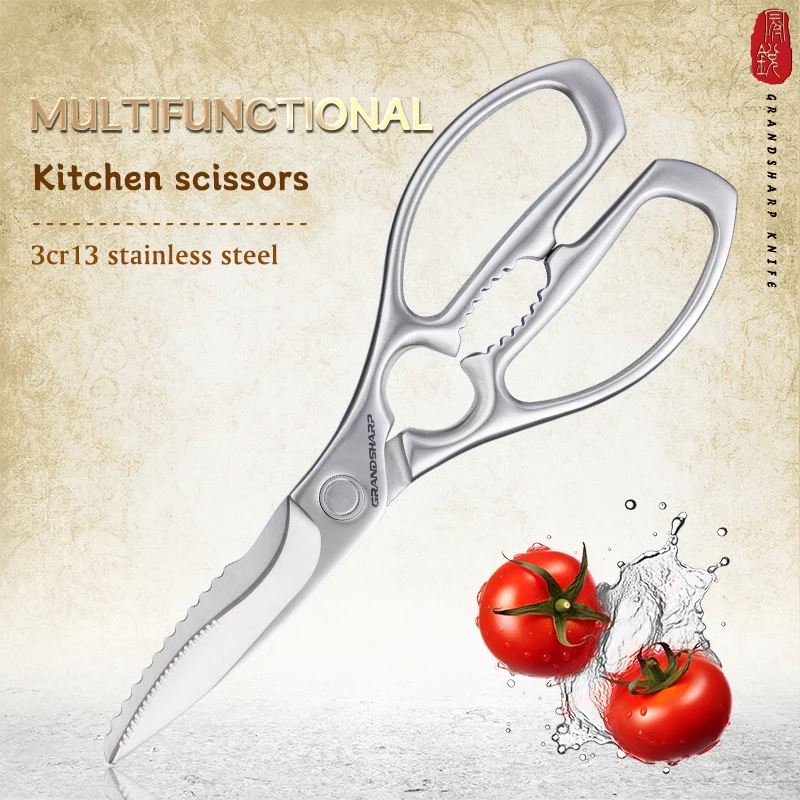 

Grandsharp Multifunctional kitchen scissors 3cr13 Stainless steel Detachable Scissors Rust Resistant Ergonomic Design Handle