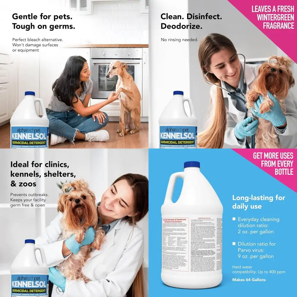 

Alpha Tech Pet's Wintergreen-Scented 1-Gallon KennelSol Disinfectant: Bacteria & Virus Fighter with Deodorizing Power