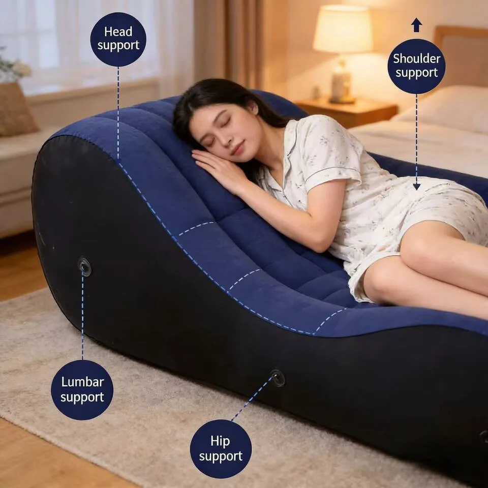 Ergonomic S-shape PVC Reclining Massage Air Lounger Inflatable Sofa Set Gym School Workshop Park Modern Living Room