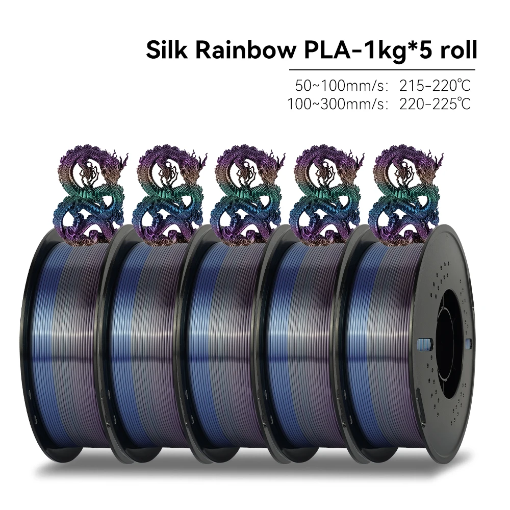 KEEPANG PLA Regenboog 3D-filament 1,75 mm 5 kg Zijde PLA-filament Meerkleurig Snel filament Kunststof Voor 3D-printer Materialen Netjes