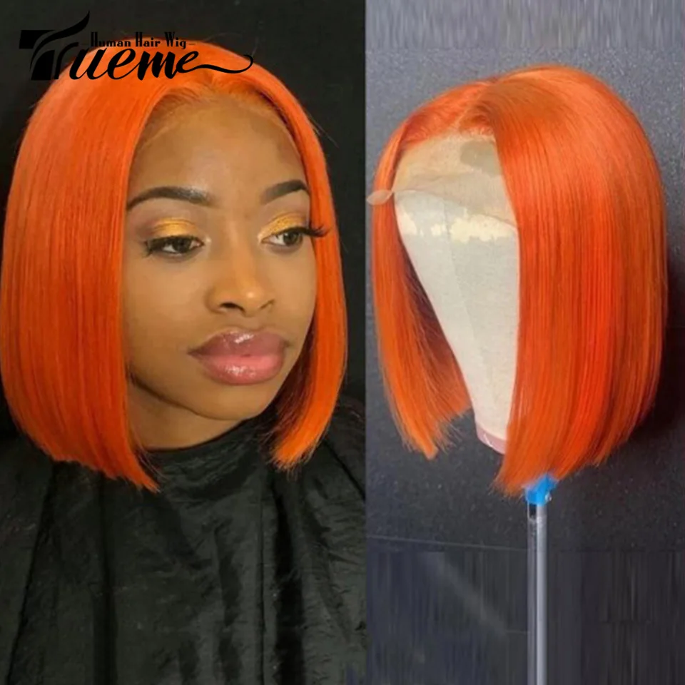 Ombre Ginger Wig Orange Bob Lace Front Human Hair Wigs For Women Colored Short Brazilian Transparent Lace Bob Human Hair Wig