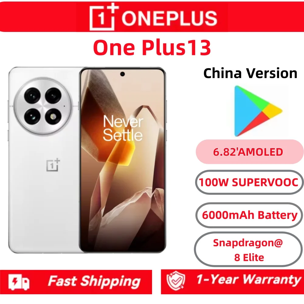 Teléfono inteligente Oneplus 13 desbloqueado Android 15,0 IP69 resistente al agua 6,82 "OLED 120HZ 100W carga 50.0MP Camra Snapdragon 8 Elite OTA