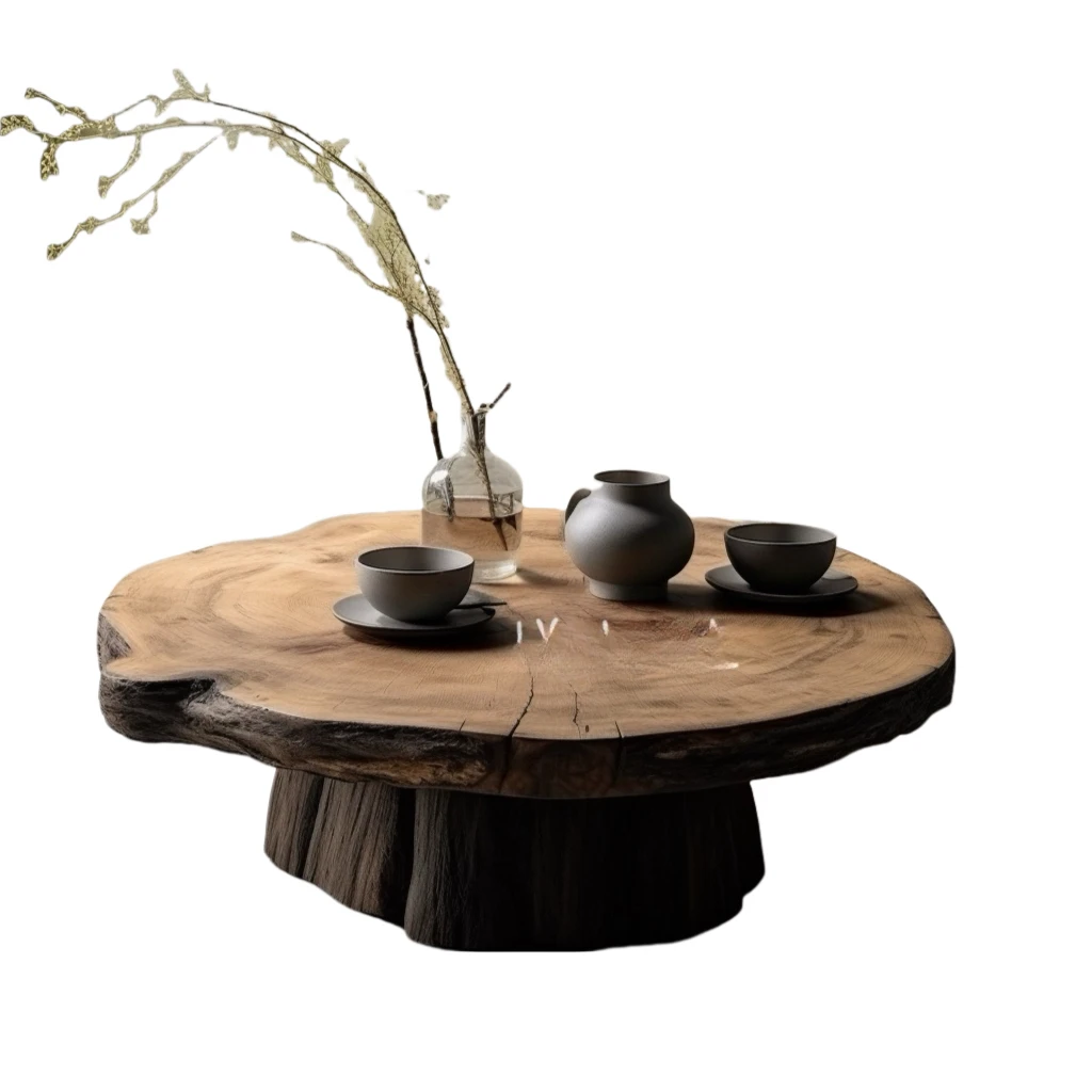 Wabi Sandy Wind Solid Wood Coffee Table Log Round Small Apartment Living Room