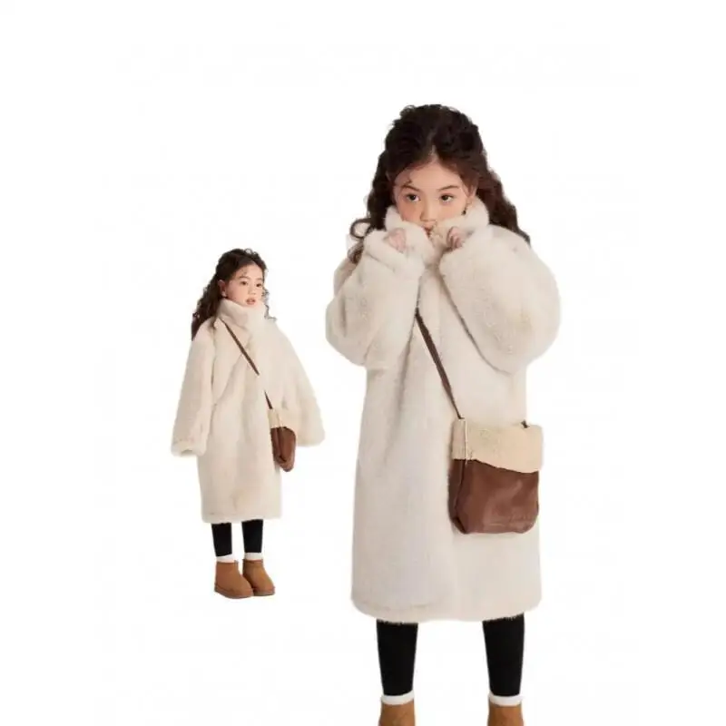 

Теплое пальто для девочек, осенне-зимнее однотонное длинное пальто, удобная верхняя одежда, ветрозащитная стеганая куртка, детская одежда, От 4 до 12 лет