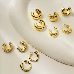 HECHENG,Gold Color Round Ear Cuff Clip on Earrings for Women Circle Ear Clips Non Pierced Jewelry