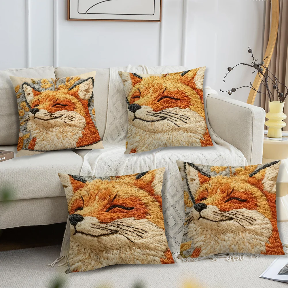 Fox printed cushion cover For Pillow Sofa Printing Decoration Room Home Office Coffee Shop Car Nordic Simplicity