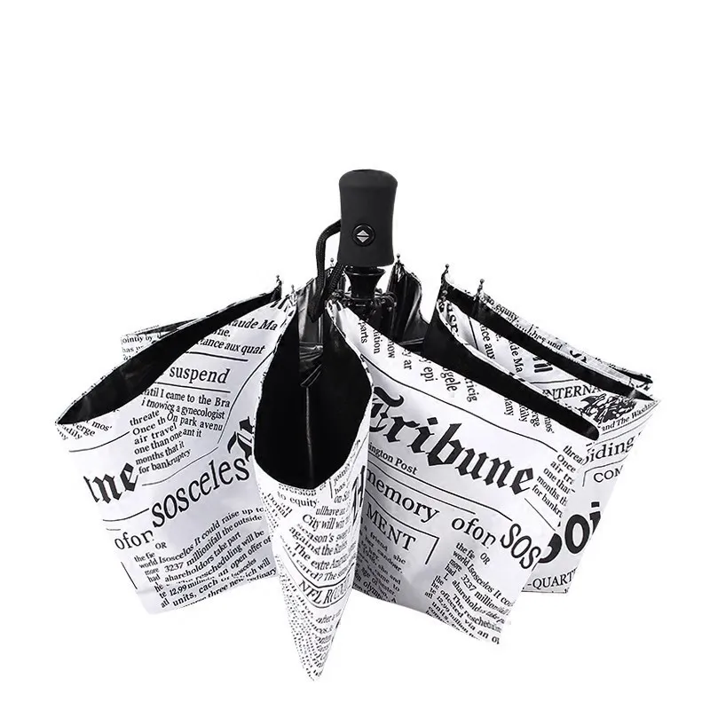 Fully Automatic Folding Newspaper Umbrella Men and Women Sunny and Rainy Umbrella Personality Creative Trend Student Umbrella