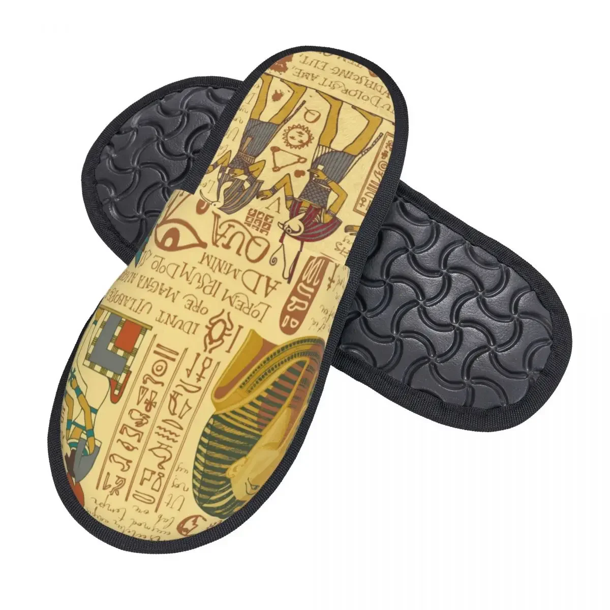 Ancient Egypt Theme Indoor Slippers Furry Slipper Winter Home Shoes House Flat Closed Toe Slides Flip Flops