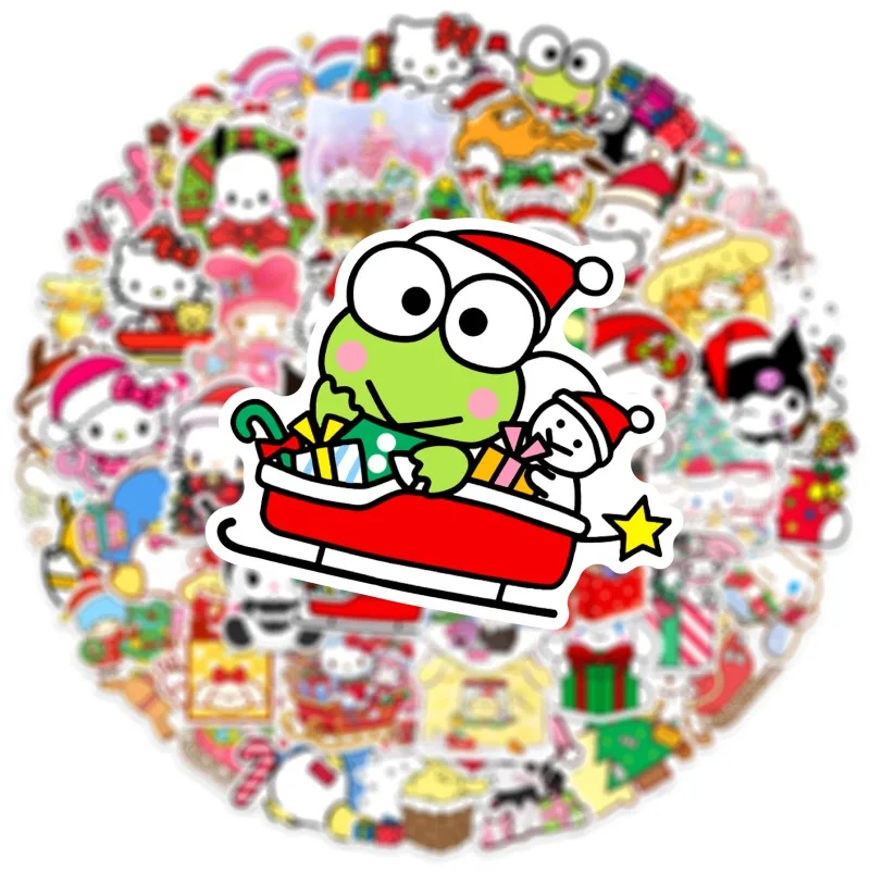 10/30/50PCS Kawaii Christmas Cartoon Stickers Cute Hello Kitty Kuromi Sticker Toy Luggage Laptop Guitar Bike Sanrio Decals Gift