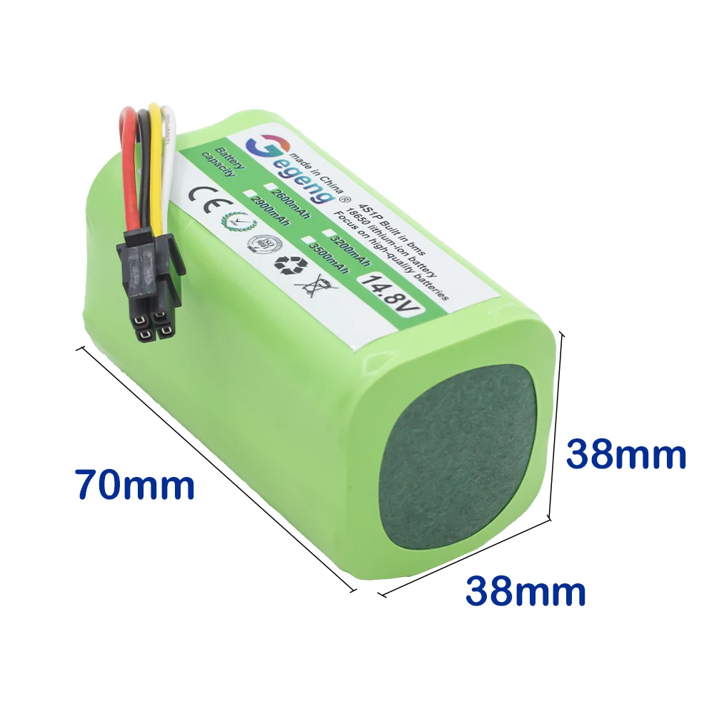 Gegeng 14.4V/14.8V Li-Ion Cylindrical Rechargeable Battery Pack for Midea i5 / i5 Extra / i5 Young / i9 EYE Robot Vacuum Cleaner