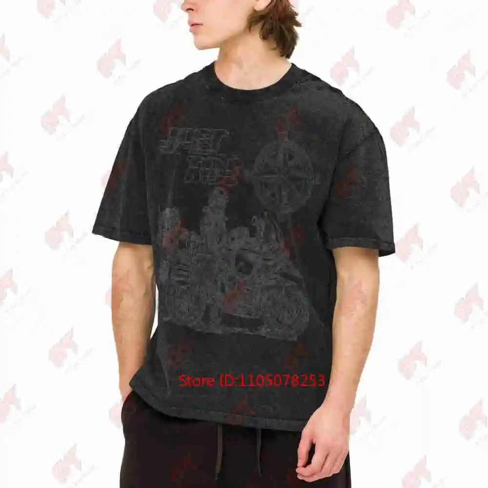 Motorcycle Compass Adventure Vintage Washed Tee Pure Cotton T-Shirt