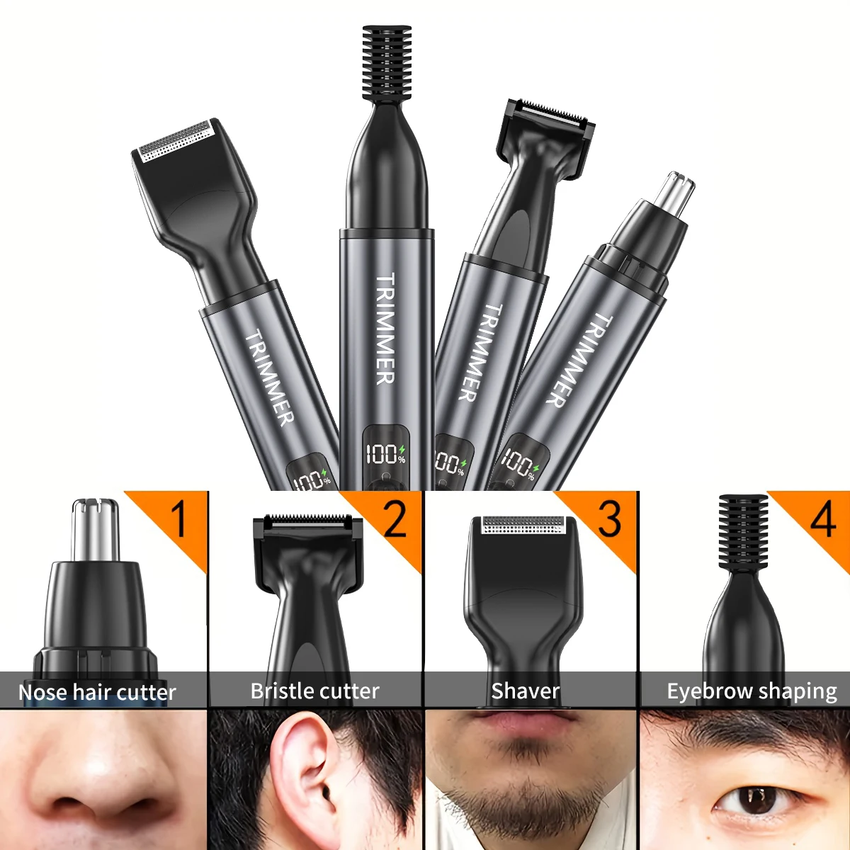 ماكينة تشذيب شعر الأنف الكهربائية أربعة في واحد، ماكينة حلاقة صغيرة لسوالف السوالف، ماكينة تشذيب شعر الأنف