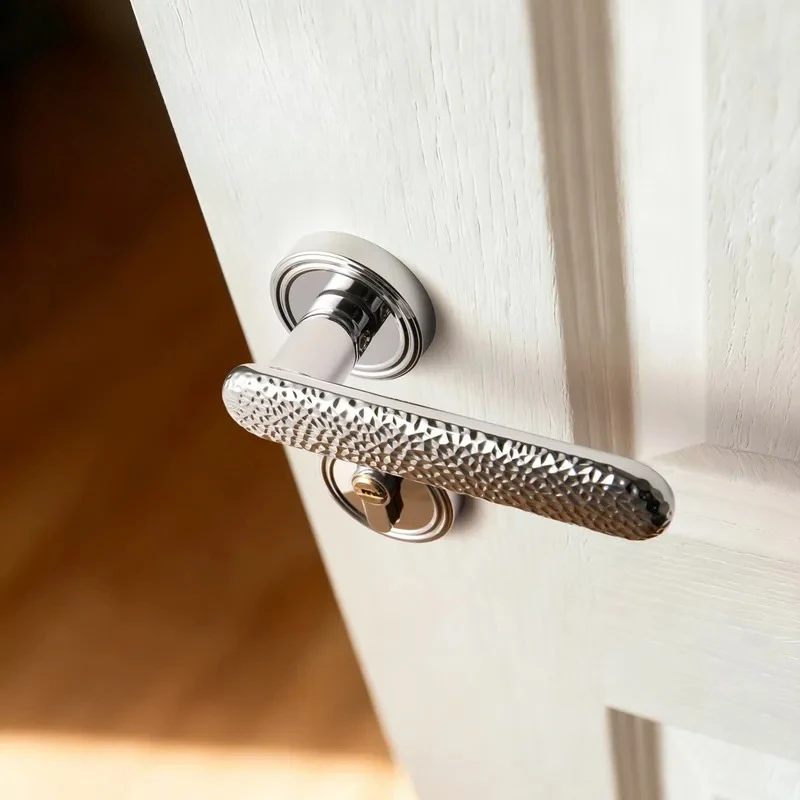 for  French Light Luxury Silver Door Lock Indoor Bedroom Magnetic Silent Wooden Door Handle Lock
