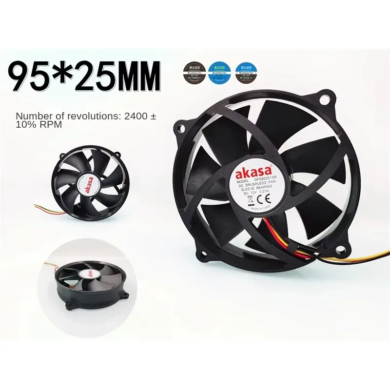 pa Brand  9225 circular 95 * 25MM three wire speed measuring computer case 9.5CM silent exhaust fan