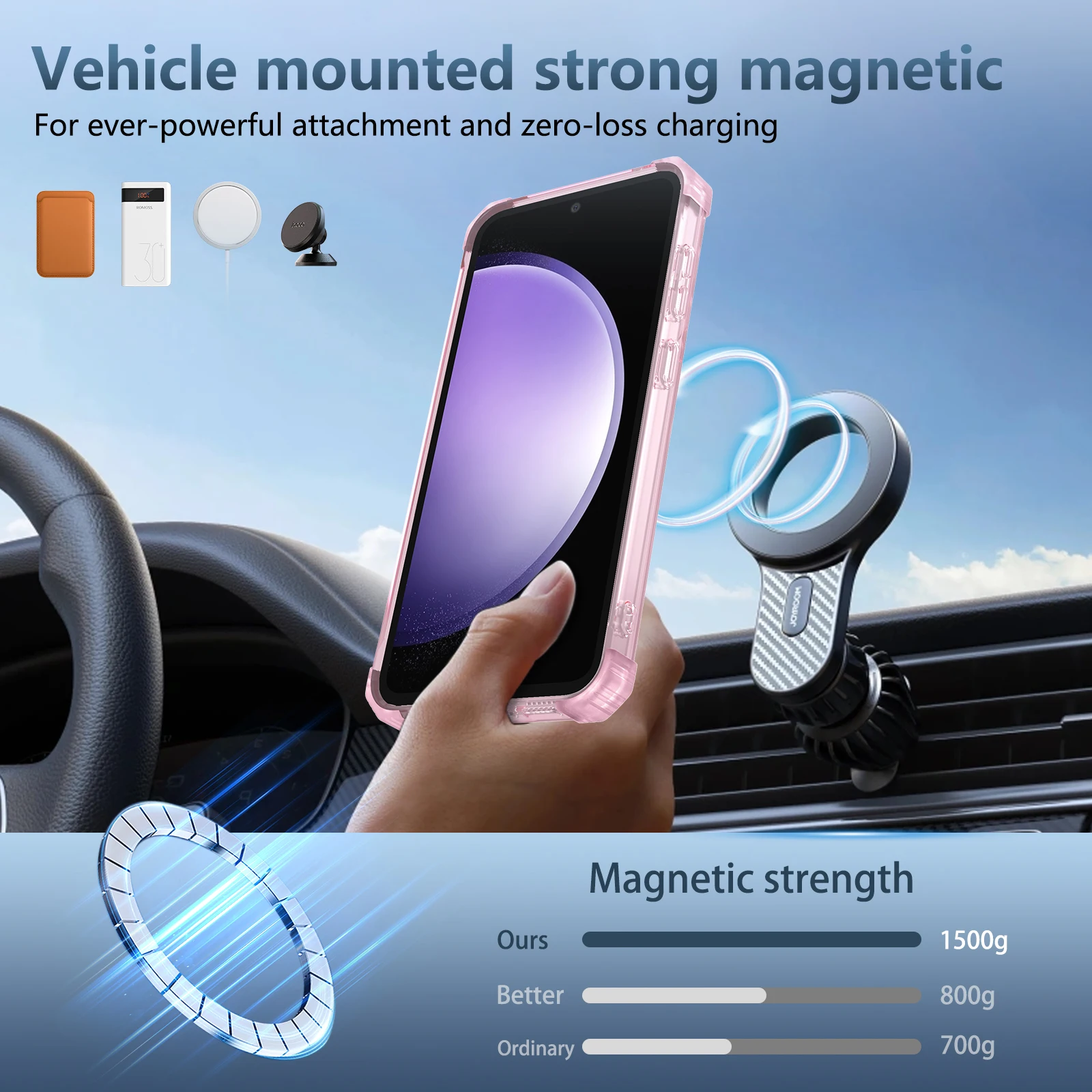 HARUINO for Samsung Galaxy S24 FE/S23 FE phone case transparent anti drop magnetic rotating bracket protective case for couples