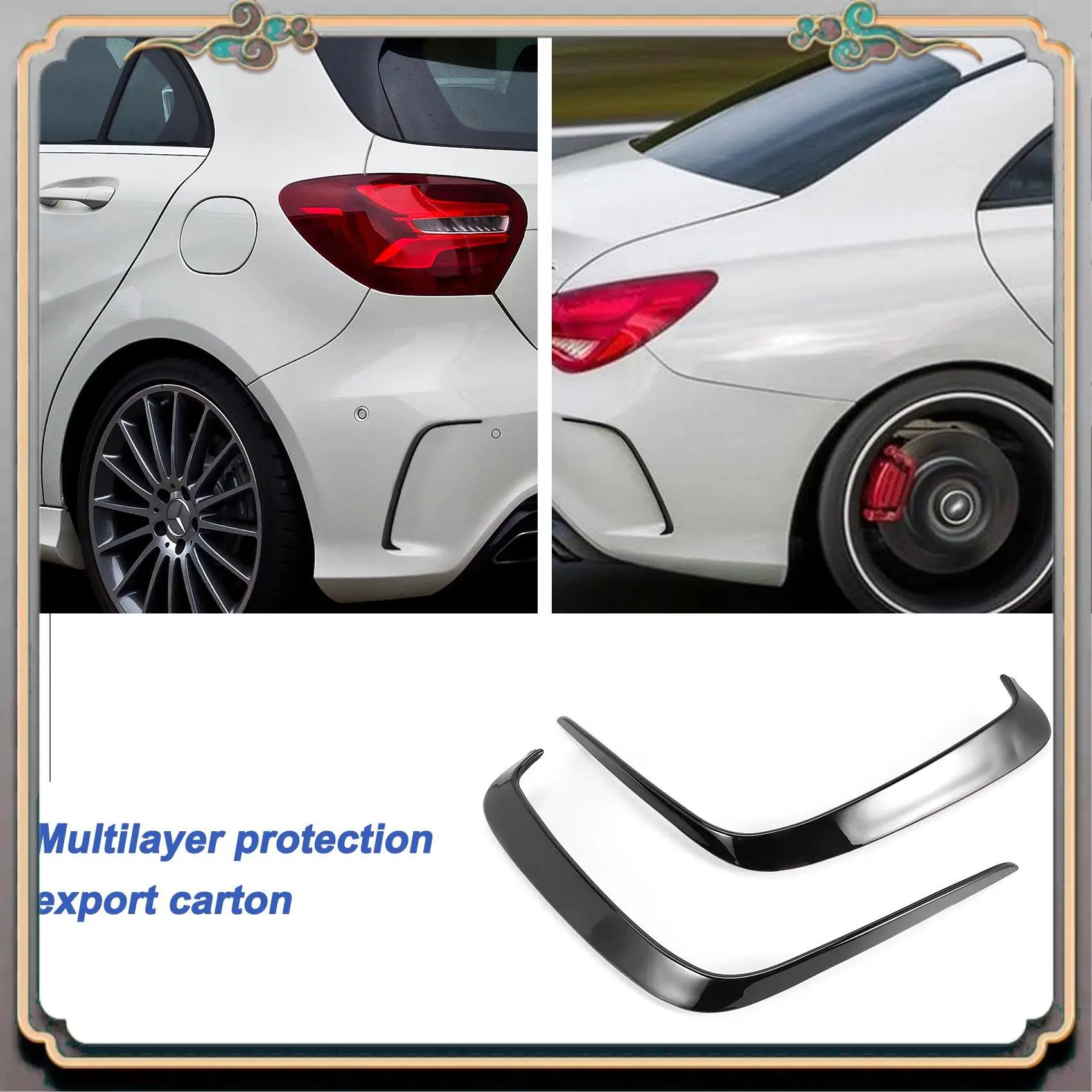 

A73Q-1Pair Car Black Abs Rear Bumper Splitter Spoilers Canard For Mercedes For Benz W176 A200 A250 A45 For Amg 2013-2016