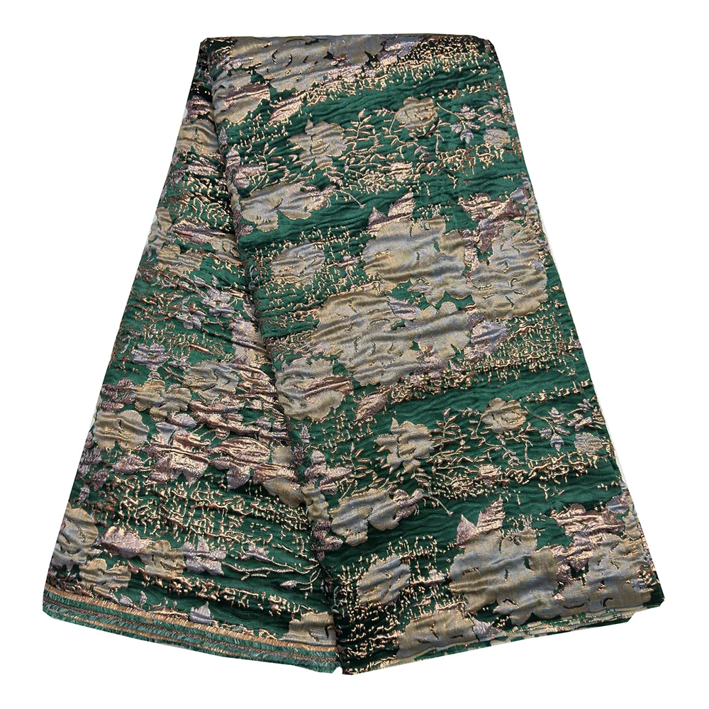 African Jacquard Nigerian Brocade Lace Fabric Sewing Party Dresses For Women High Quality French Gilded Brocade Lace 5 yards