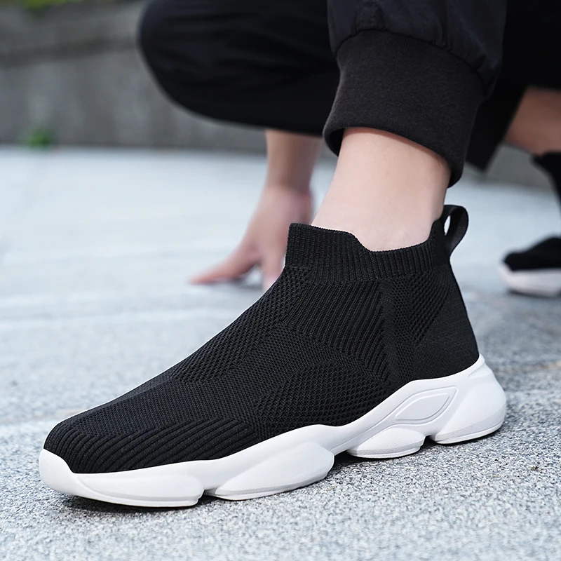 STRONGSHEN Men Soft Casual Shoes Breathable Sport Sneakers Male Outdoor Trainers Man Mesh Socks Walking Shoes Plus Size 39-48