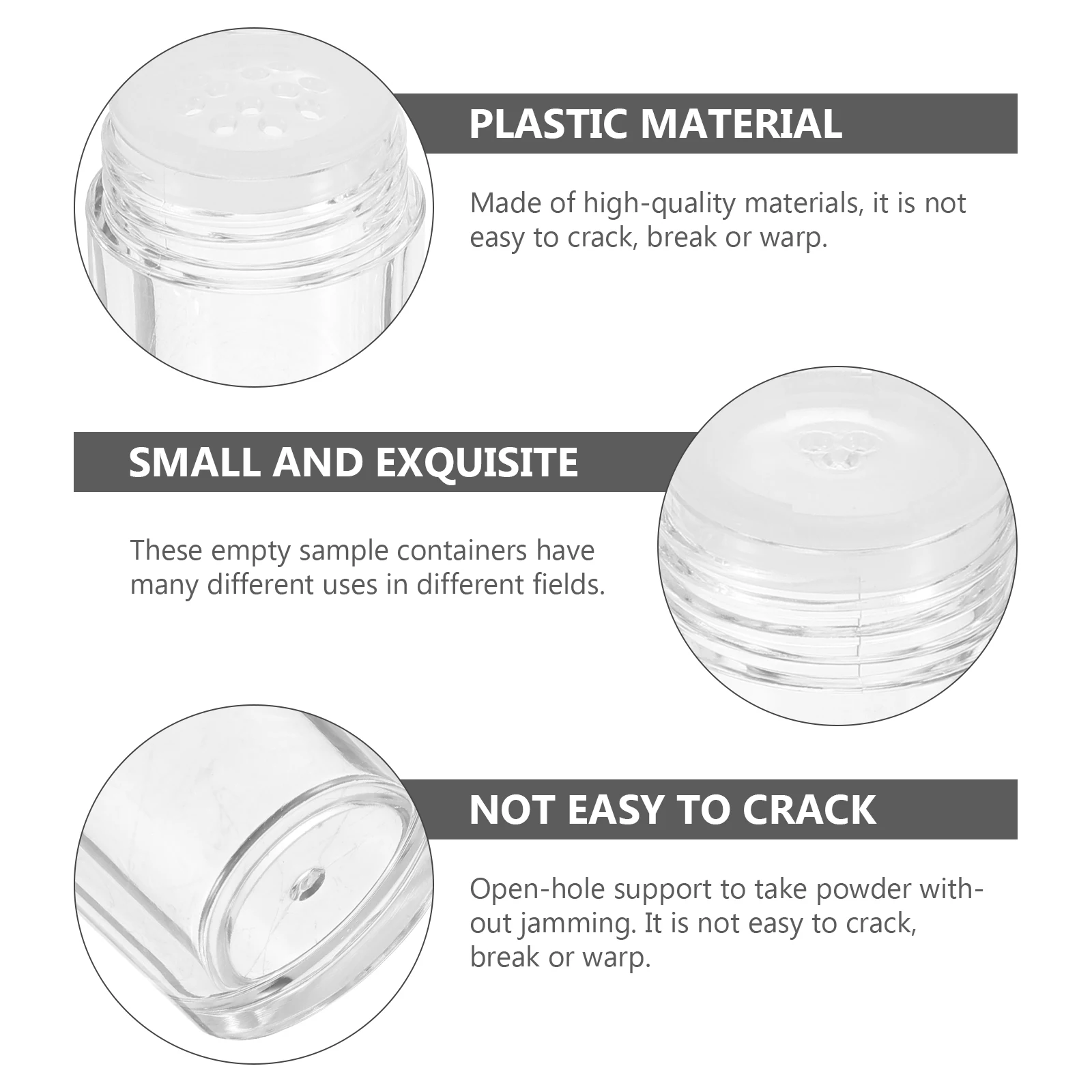 

6pcs Empty Loose Bottles Flip Lid Containers Portable Refillable Open Hole Beauty Tool For Diy Powder Storage