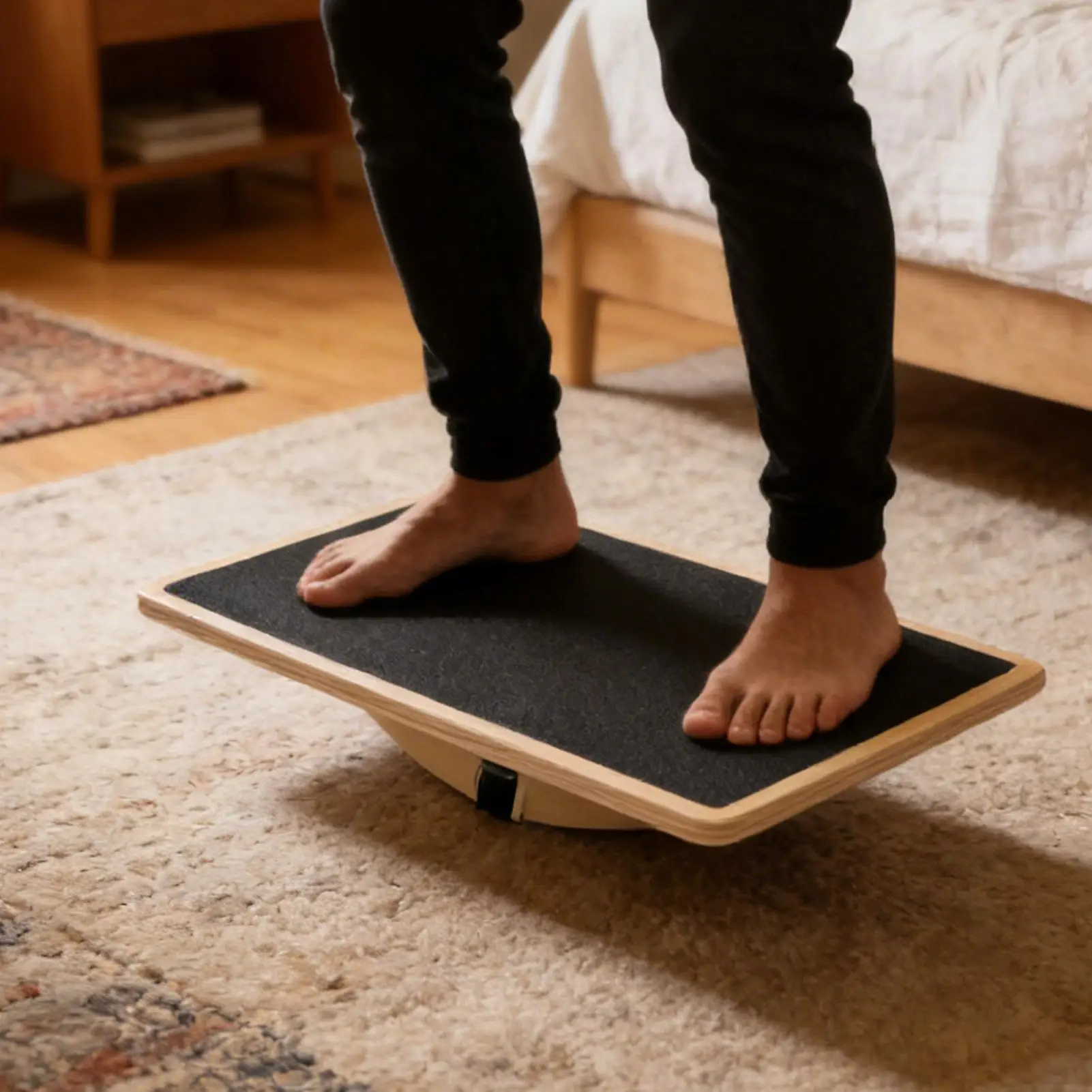 Balancing Board Portable Professional Wood Core Trainer Standing Desk Wobble Board For Dorm Office Apartment Bedroom Living Room